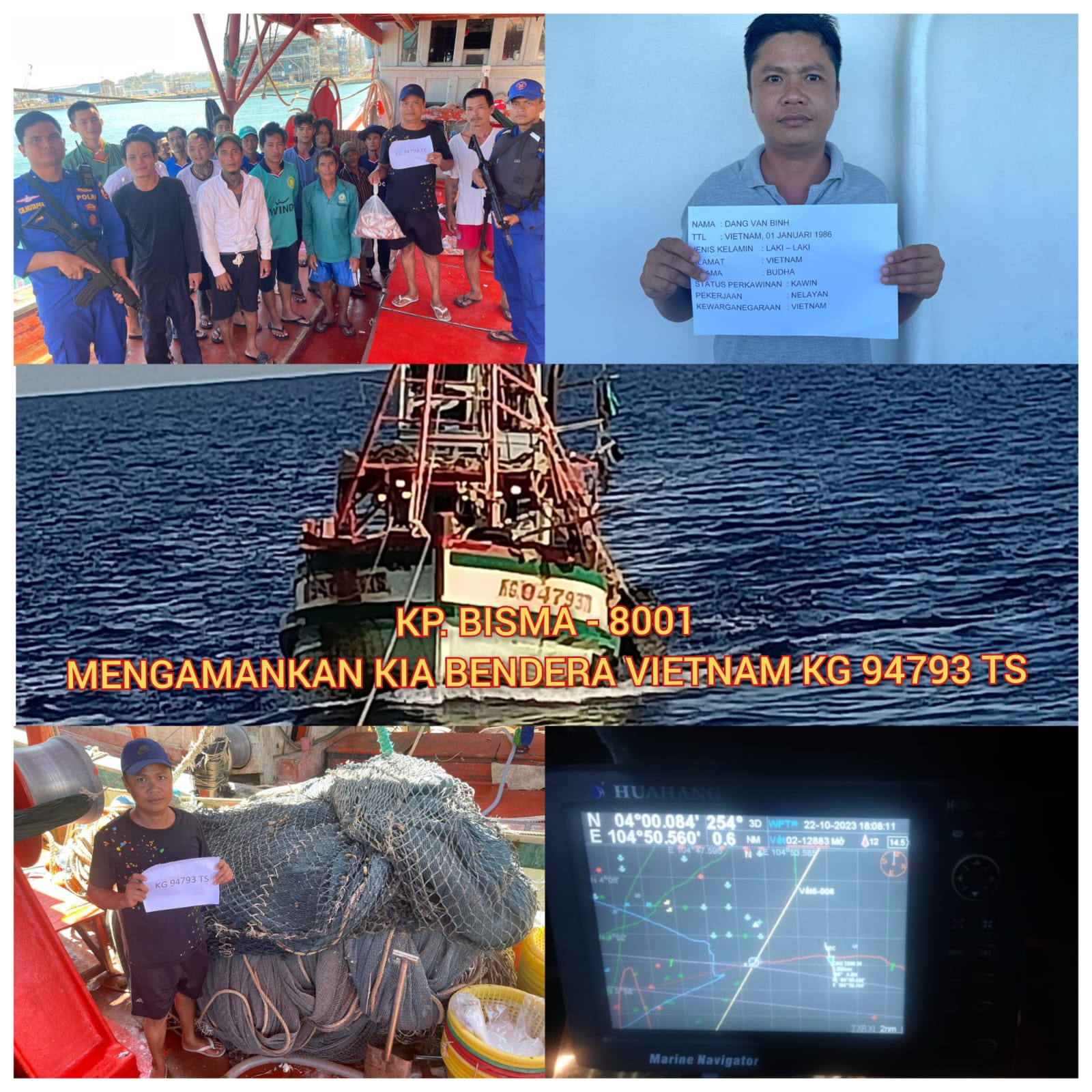 Korpolairud KP. BISMA 8001 Amankan Tindak Pidana Illegal Fishing oleh KIA Berbendera Vietnam