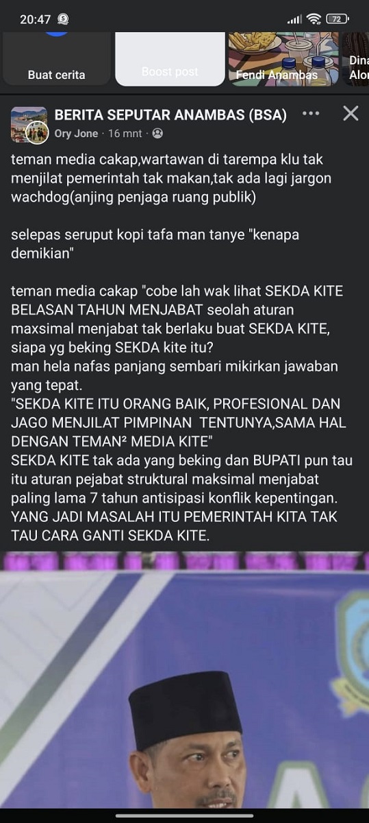 Wartawan Anambas Tempuh Jalur Hukum, Akun “Ory Jone” Diduga Hina dan Fitnah Profesi Jurnalis