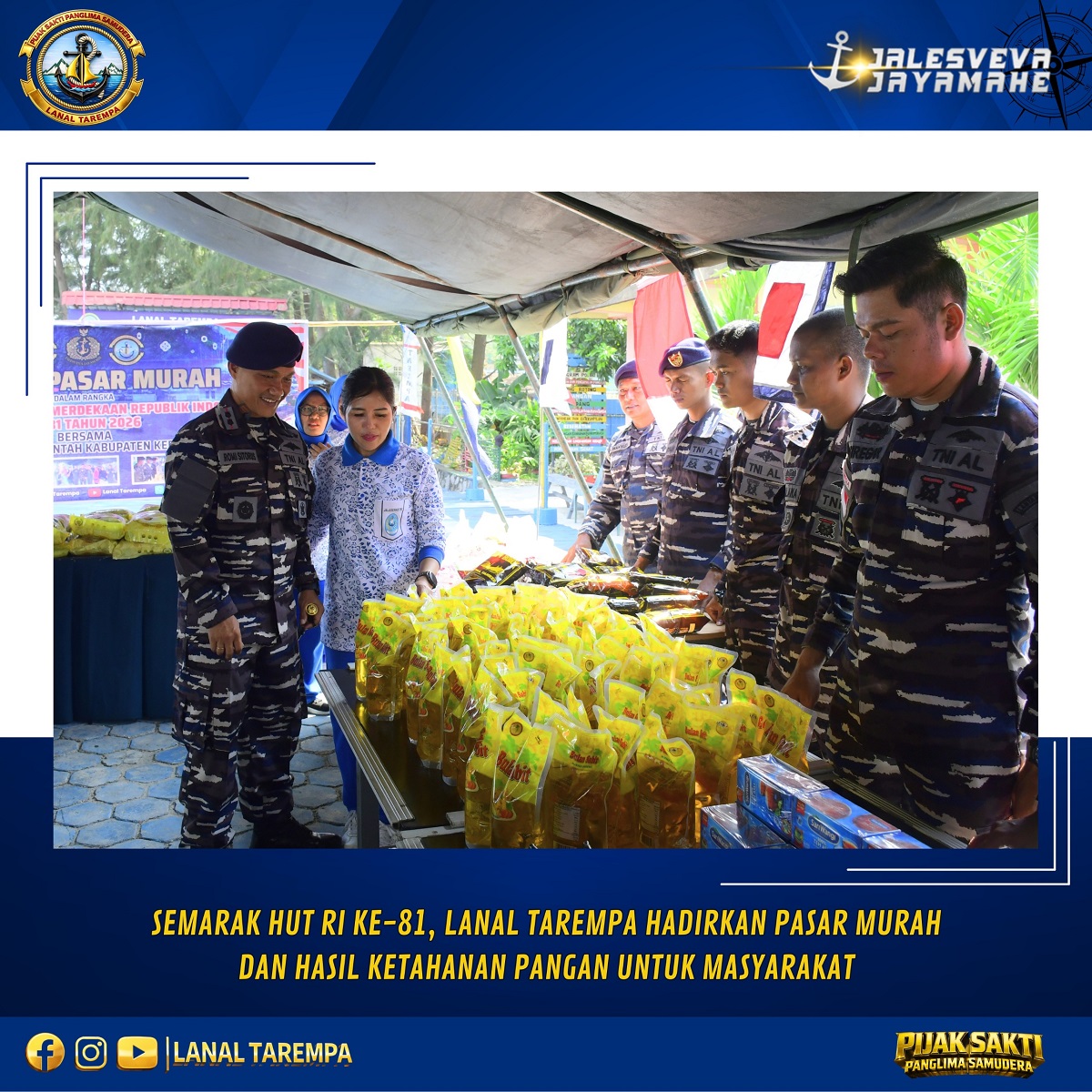 Gebyar Pasar Murah Lanal Tarempa Semarakkan HUT Ke-81 RI, Warga Anambas Serbu Kebutuhan Pokok